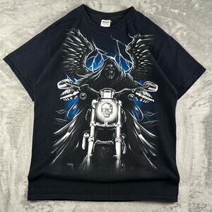 Vintage Grim Reaper Motorcycle Graphic T Shirt Mens Medium